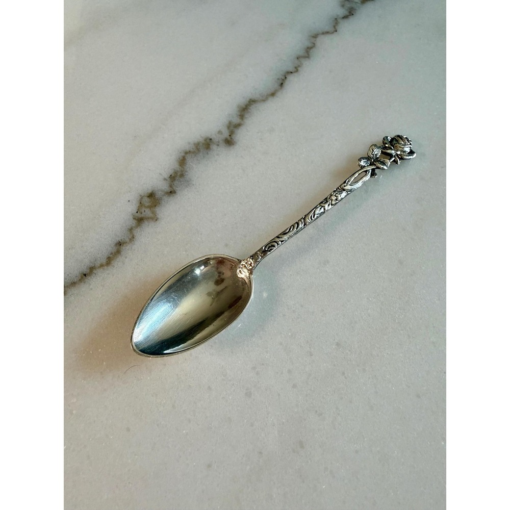 Vintage 800 Silver Hildesheimer Rose Spoon • German Floral Tea Spoon